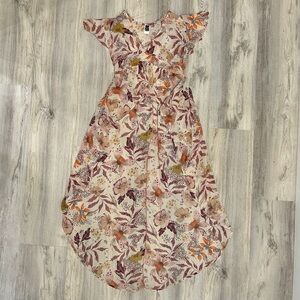 Windsor V Neck Sheer Floral Chiffon High Low Short Sleeve Top Maxi Train Size S